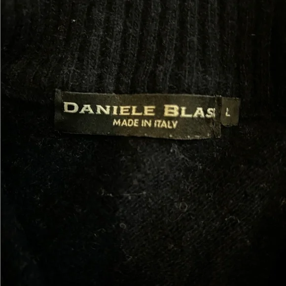 Daniele Blasi Men’s Navy and Red Wool Quarter Zip Sweater Size L - Picture 2 of 8